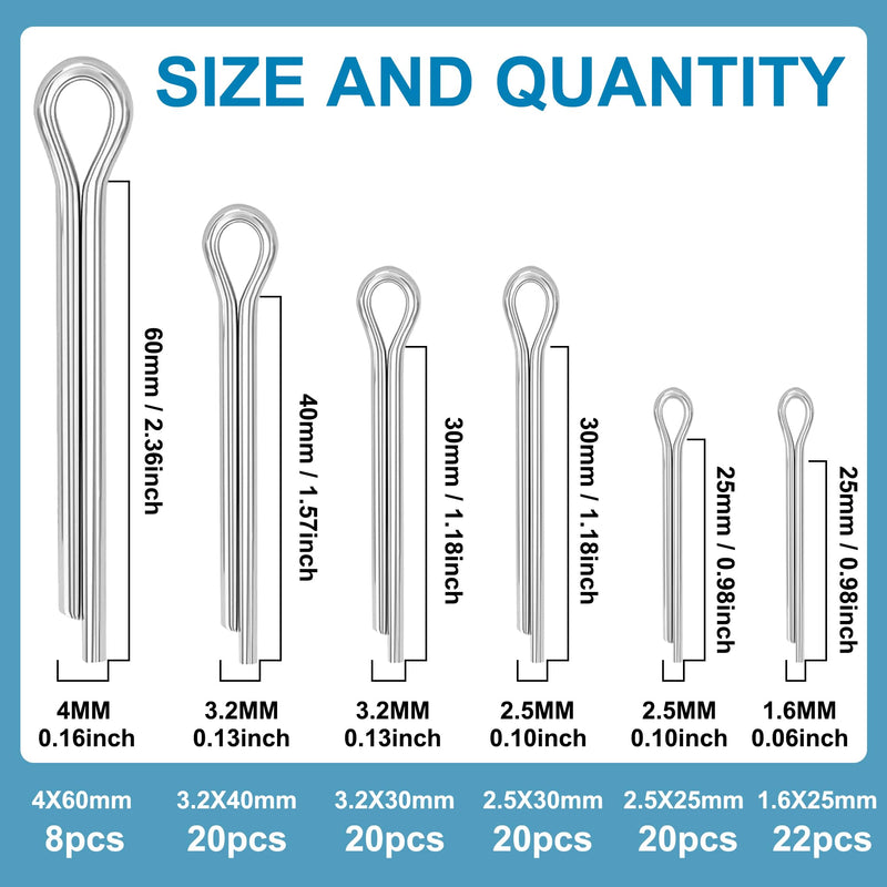 [Australia - AusPower] - 200pcs Cotter Pin Hairpin R Clips Assortment Kit, 304 Stainless Steel 13 Sizes Cotter Pins Set for Hitch Pin Lock Systems, Trucks, and Engine Repair - Includes Hair Pin Clips 