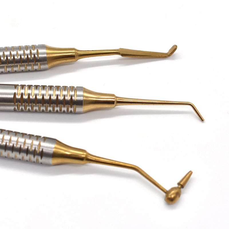 [Australia - AusPower] - 6 Pcs/Kit Dental Composite Resin Filled Scraper,Non Stick Dental Filling Spatula,Double headed Dental Restoration Tool (Gold) Gold 