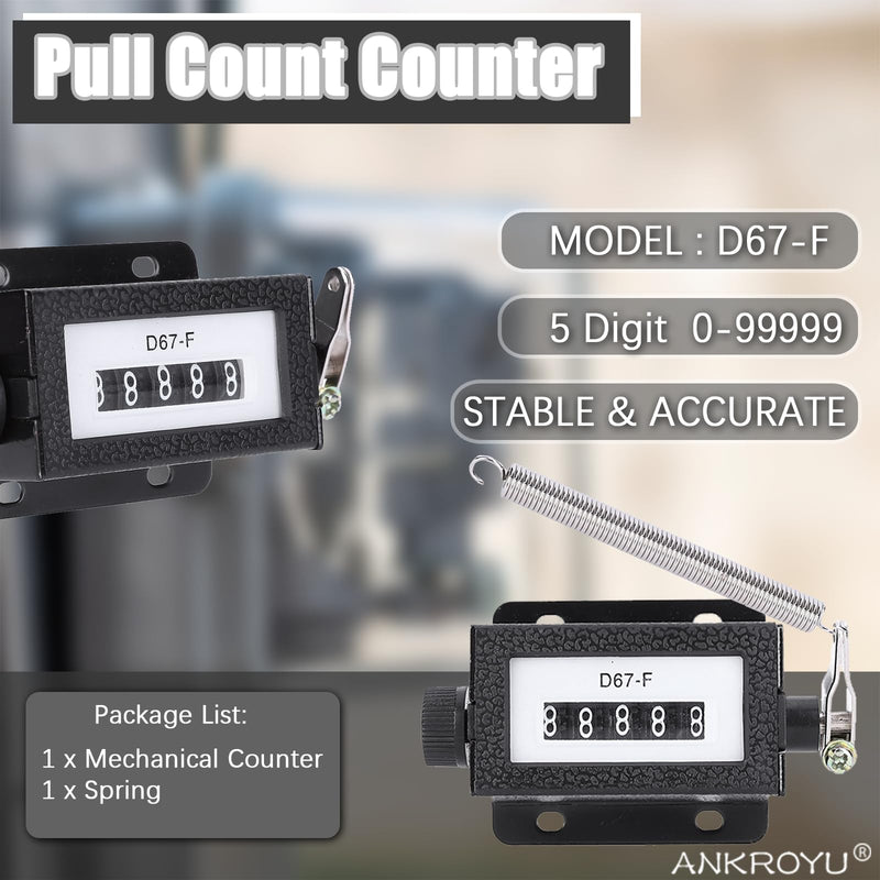 [Australia - AusPower] - Mechanical Counter, 5-Digit 0-99999 Pull Number Counter Rotating Knob, Resettable Black Mechanical Counter with Spring, with Lever 