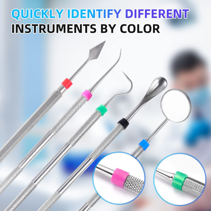 [Australia - AusPower] - Annhua 140 Pcs Dental Code Rings Instrument Silicone Color Code Rings with Separated Box, Dental Instrument Labels Rings Multiple 8 Colours for Different Dental Tools Instrument 140pcs 