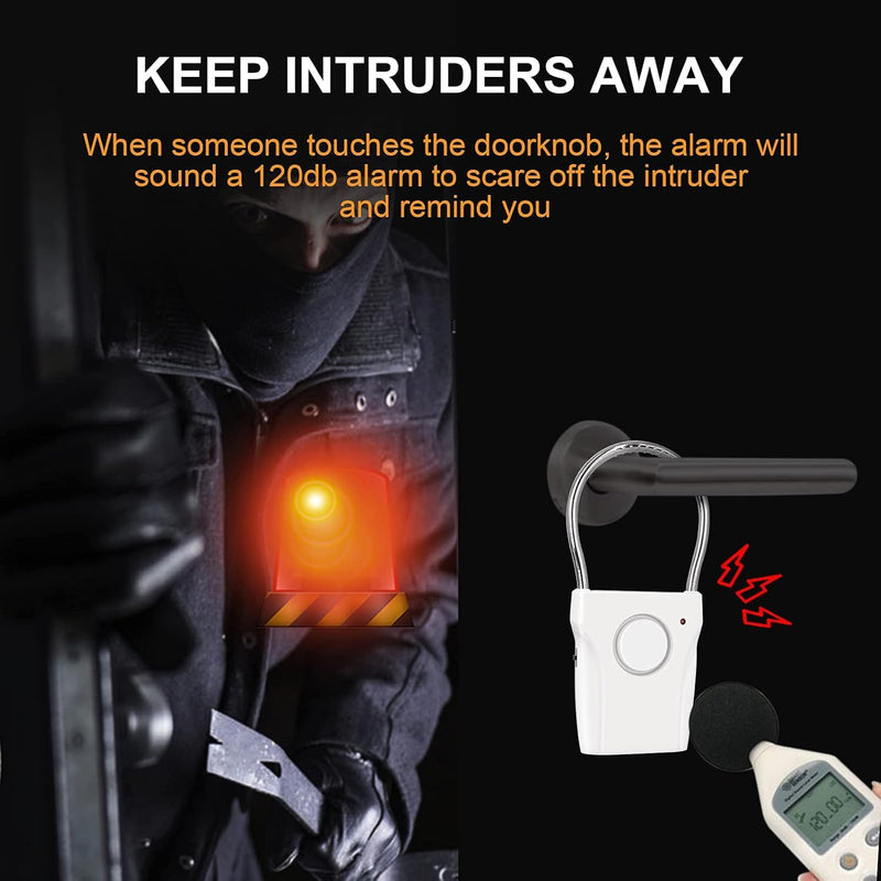 [Australia - AusPower] - Door Handle Alarm with Vibration Triggered 120dB Alarm Audible up to 550FT Away Hangs on Door Knob or Handle for Travelling, Hotel, Apartment, Home Security(Pack of 2) 