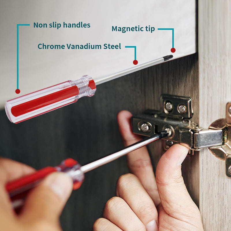 [Australia - AusPower] - Antrader Perforated Manual T10 3mm Torx Tamper Proof Security Screwdriver T10 x 75mm Red 