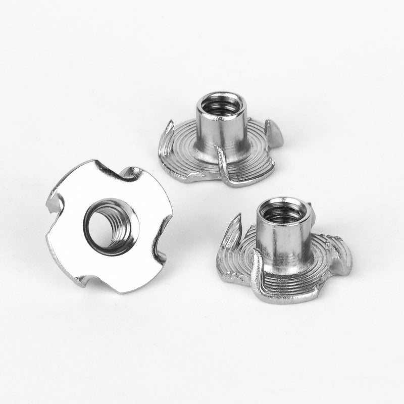 [Australia - AusPower] - T Nuts 1/4"-20 30Pcs 304 Stainless Steel Four-jaw Tee Nuts for Wood,Rock Climbing Holds, Cabinetry Furniture Threaded Insertion silver 