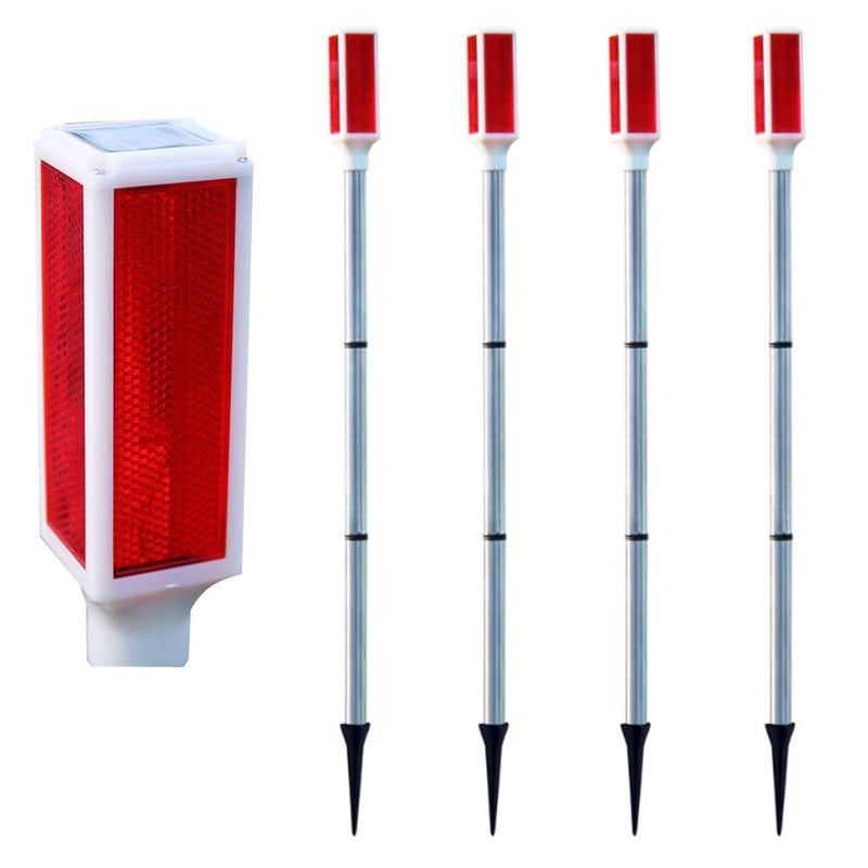 [Australia - AusPower] - Aolyty Solar Warning Light, LED Flashing Light 2 Lighting Modes Waterproof Solar Driveway Markers Reflective 30 Inches for Parking lots, Yard, Sidewalk, Safety Road Sign, Stop Sign 