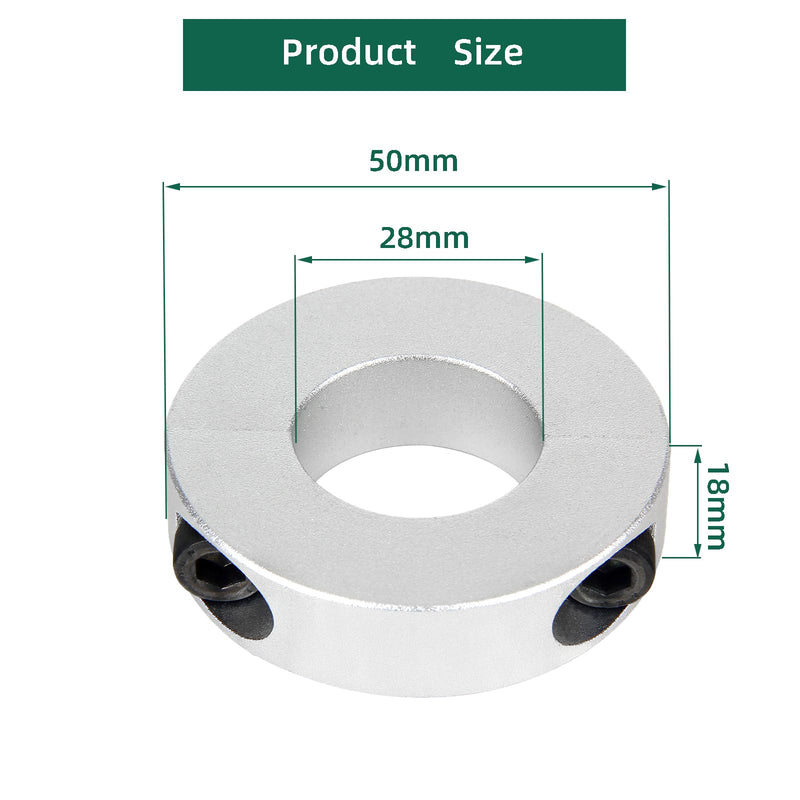 [Australia - AusPower] - (Pack of 4) Split Shaft Collar Bore 28mm, Aluminum Alloy Two Halves Clamping Collar for Shaft, 50mm OD, 18mm Thickness, with M4 Set Screws 28mm Bore Size 