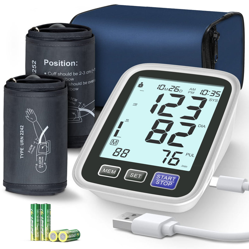 [Australia - AusPower] - Blood Pressure Machine Upper Arm, 2 Size Cuffs M/L and XL, Medium/Large 9"-17" and Extra Large Cuff 13"-21", Accurate Automatic Digital BP Cuff Home Use, Large Backlit LCD, BP Monitor Dual-User Mode 