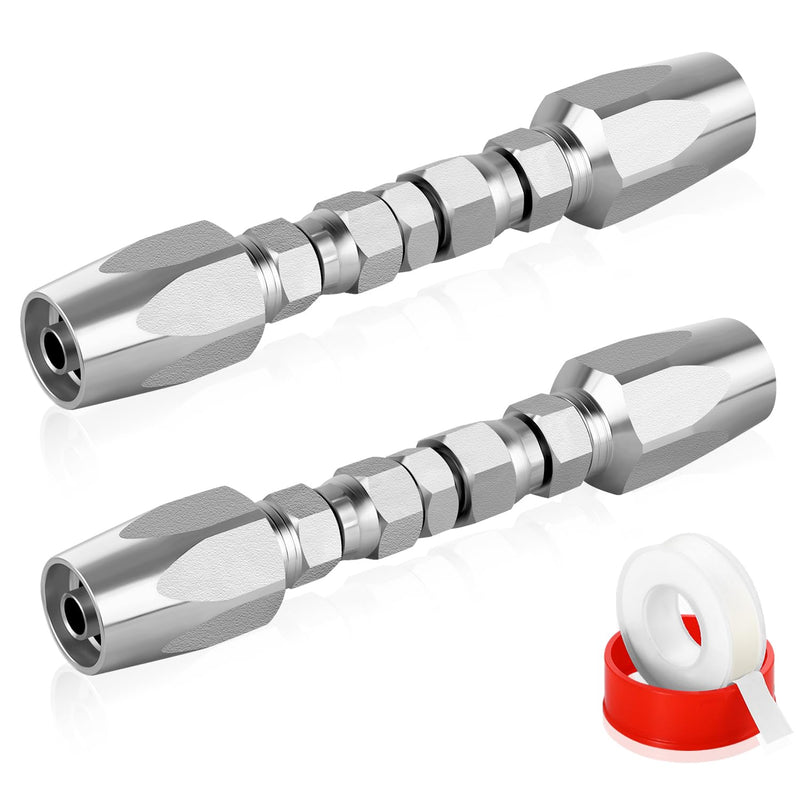 [Australia - AusPower] - Hydraulic Hose Repair Kit, 1/4" Hydraulic Hose Field Repair Kit, 2pcs Reusable Heavy Duty Galvanized Carbon Steel Fittings 1/4'' 