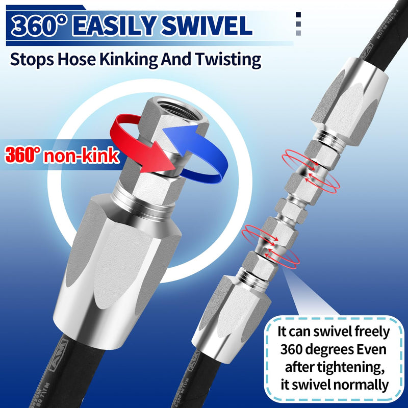 [Australia - AusPower] - Hydraulic Hose Repair Kit, 1/4" Hydraulic Hose Field Repair Kit, 2pcs Reusable Heavy Duty Galvanized Carbon Steel Fittings 1/4'' 