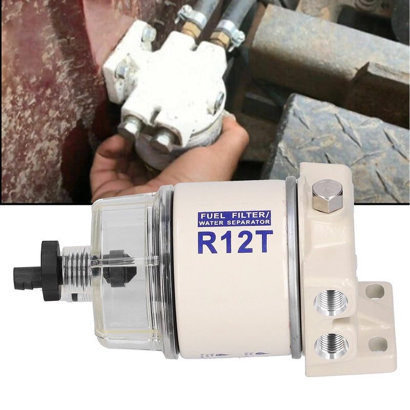 [Australia - AusPower] - Fuel Water Separator, R12T, 30 GPH Flow Rate Marine Spin-On Fuel Filter Water Separator with Self-Bleeding Drain Replacement 