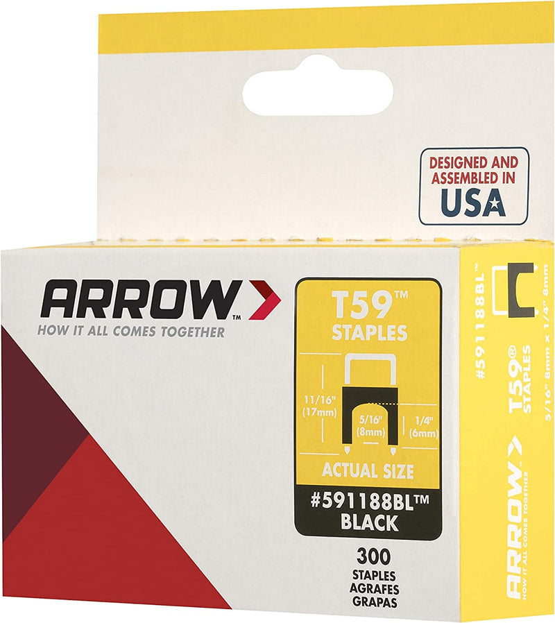[Australia - AusPower] - Arrow 591188BL T59 Insulated Black 1/4-Inch by 5/16-Inch, 5/16, 300 Count 