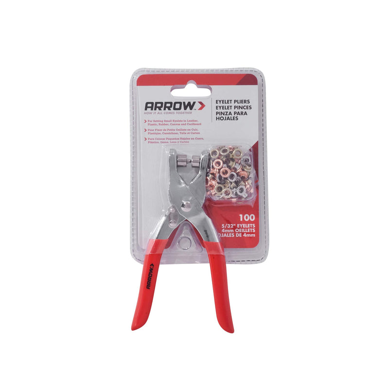 [Australia - AusPower] - Arrow GEPK532 Eyelet Tool Kit, Hole Punch Pliers for Fabric, Leather, Canvas, Includes 100 Eyelets, 5/32-Inch, Gold,silver 
