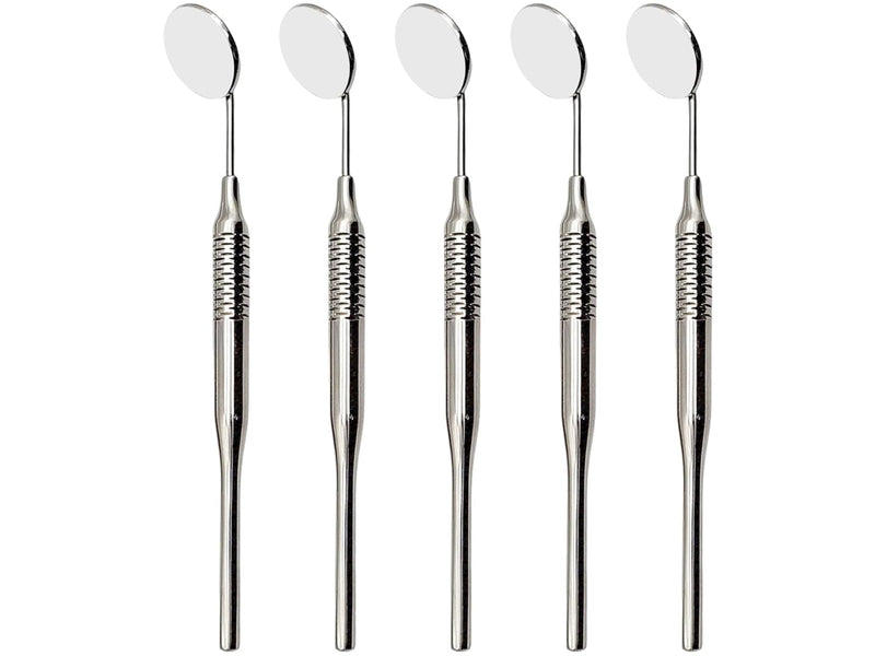 [Australia - AusPower] - Dental Mirrors Set of 5 Chrome Plated Thick Handle Tools for Teeth Cleaning Inspection, Oral Hygiene Mouth Mirror for Daily Use by Artman Instruments (Chrome) 