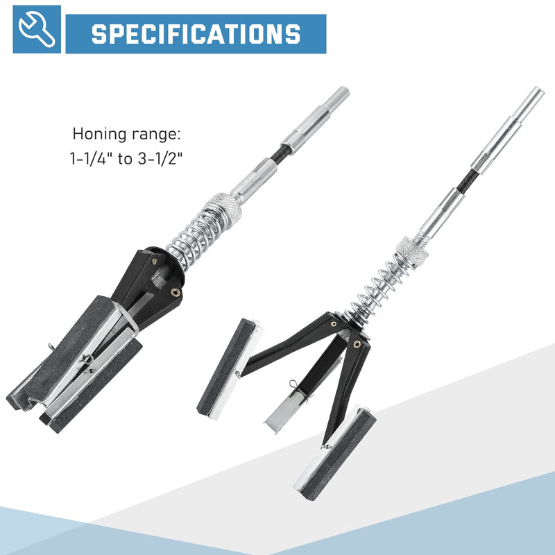 [Australia - AusPower] - ATPEAM Engine Cylinder Hone Tool Adjustable Deglazer Set for Grinding Holes from 1-1/4" to 3-1/2" Diameter with Extra 3-Piece 2" Long Stones 220 Grit 