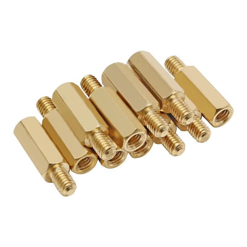[Australia - AusPower] - 30Pcs Male to Female Brass Hex Standoff M4 x 15mm + 6mm Hexagonal Copper Column Male Female Thread Spacer Standoff Screw for Electronic Machine 