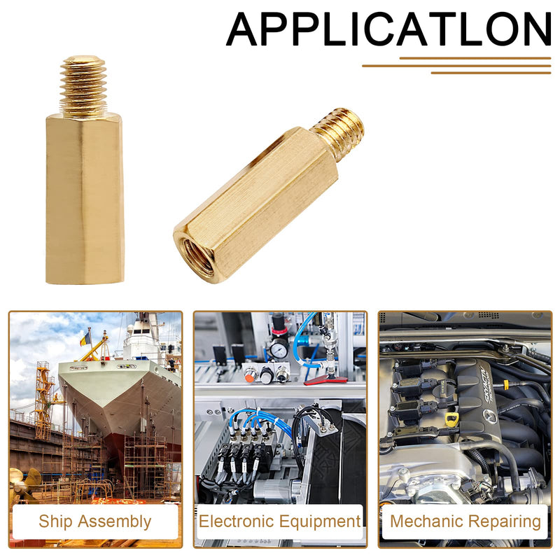[Australia - AusPower] - 30Pcs Male to Female Brass Hex Standoff M4 x 15mm + 6mm Hexagonal Copper Column Male Female Thread Spacer Standoff Screw for Electronic Machine 