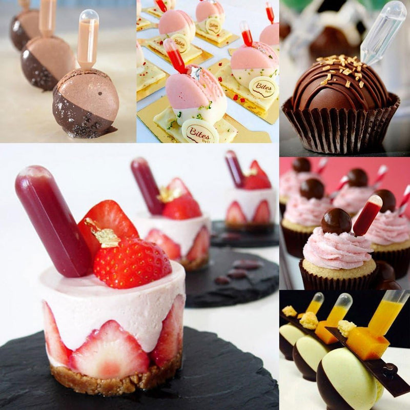 [Australia - AusPower] - Augshy Plastic Pipettes, 200pcs 4ml Cupcakes Pipettes Squeeze Transfer Pipettes Strawberry Pipettes Suitable for Chocolate, Cupcakes, Strawberries, Mini Cakes 200 