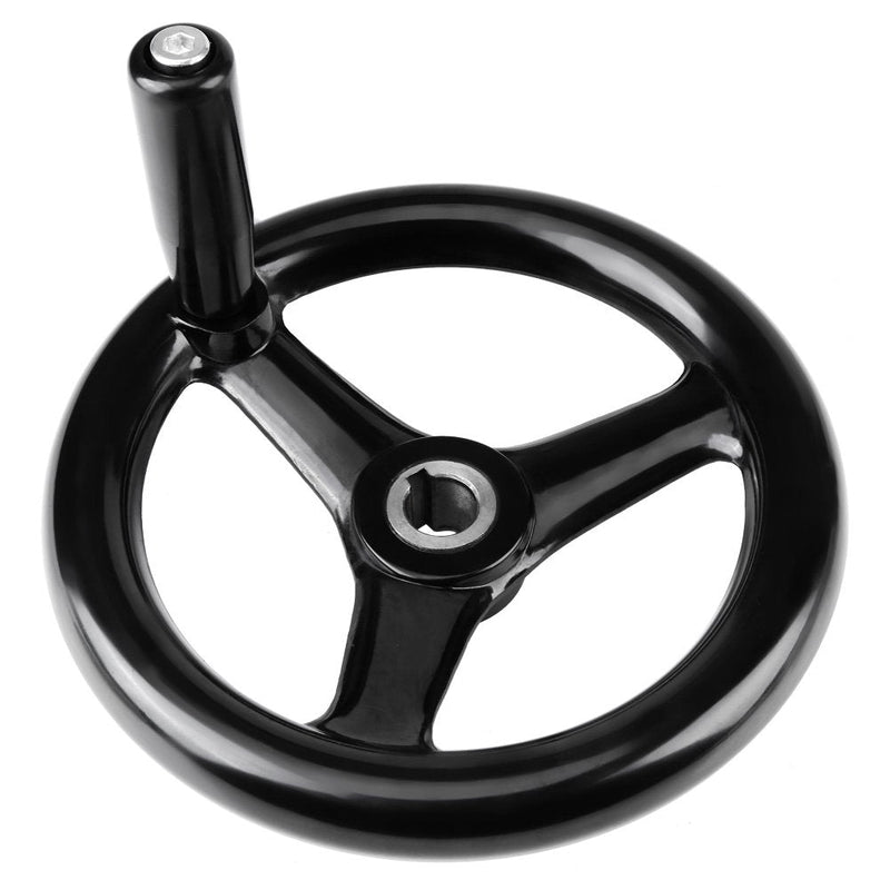 [Australia - AusPower] - 3 Spoke Hand Wheel Round, Handwheel with Revolving Handle for Lathe Milling Machine 7.8 Diameter Black 