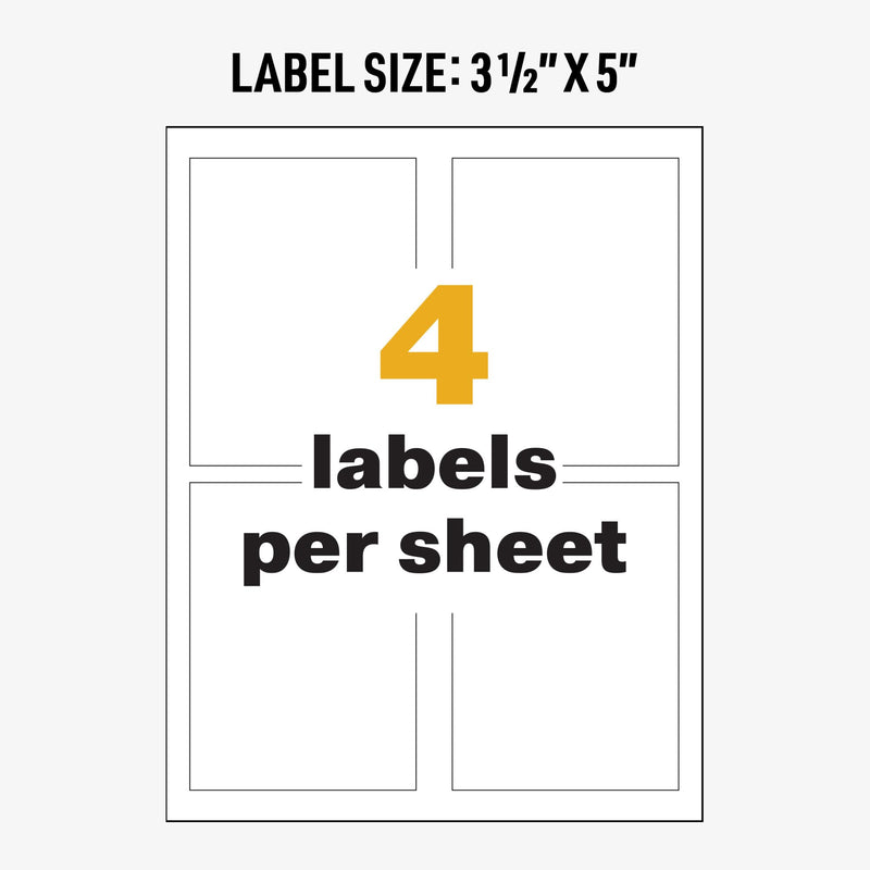 [Australia - AusPower] - Avery UltraDuty GHS Chemical Labels for Laser Printers, Waterproof, UV Resistant, 3.5 x 5, 200 Pack (60503) 