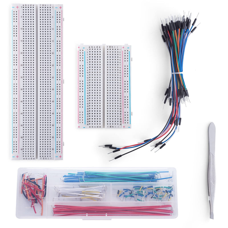 [Australia - AusPower] - Breadboard Jumper Wires Kit 1Pcs 830 Breadboards 1PCS 400 Breadboards +65pcs Flexible Breadboard Jumper Wires +140pcs Jumper Wires+1pcs Tweezer for Arduino Raspberry Pi 