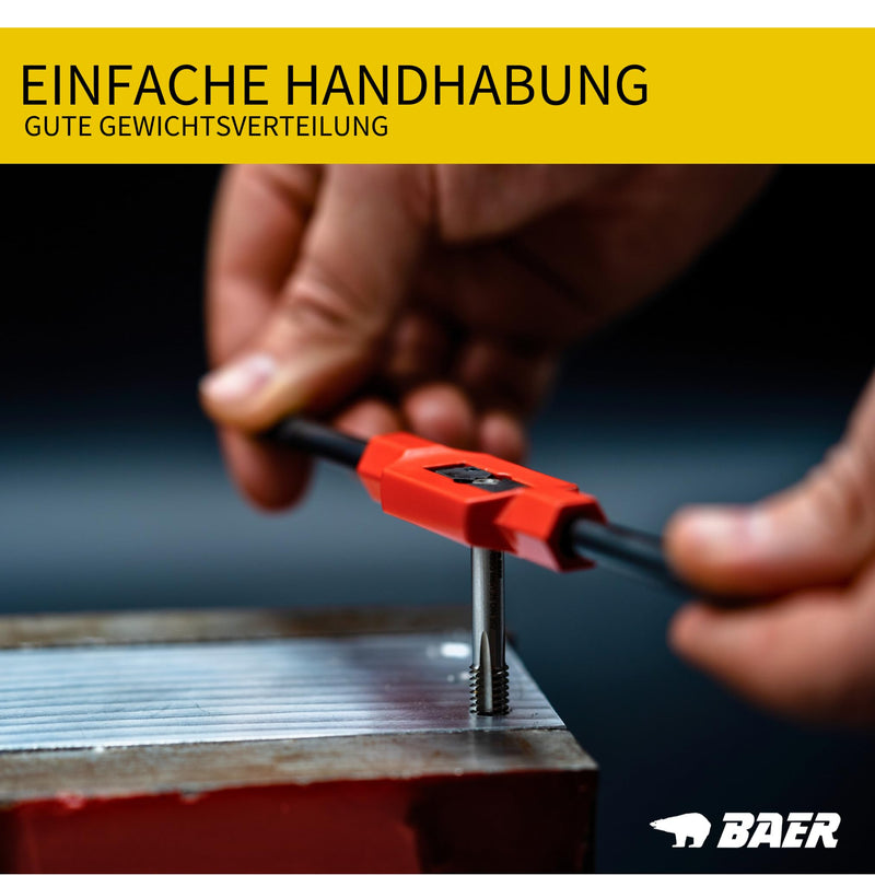 [Australia - AusPower] - BAER Adjustable Pro Tap Wrench Size 1.1/2 | M 1-12 | 1/16-1/2 | G 1/8 Made of Premium Die-Cast - Holder for Taps - Thread Cutting - Thread Tool GR. 1.1/2 | M 1-12 | 1/16-1/2 | G 1/8 