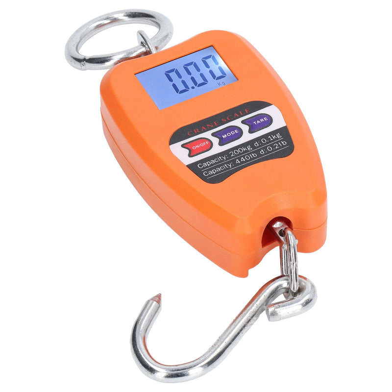 [Australia - AusPower] - Electronic Hook Scales with 200 kg Capacity, Portable Hanging Scale with LCD Screen, Stainless Steel Material for Hunting, Fishing, Workshop, Family 