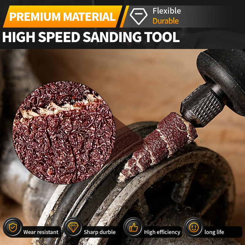 [Australia - AusPower] - 20Pcs 3x12mm 240 Grit Mounted Point Cone Shape Abrasive Sandpaper Deburring Sanding Polishing Flap Wheel Grinding Head with 1/8" Shank for Grinding and Polishing for Rotary Tool 