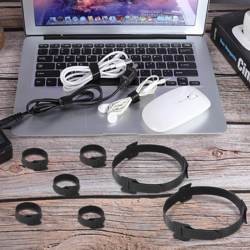 [Australia - AusPower] - Reusable Fastening Cable Ties 6 in Cable Management Ties 100 pcs Cable Straps Wire Ties Adjustable Cord Organizer for Home Office Data Centers Electronics PC TV Black 