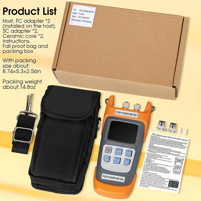 [Australia - AusPower] - A-330A SCAPC FCAPC adapters Fiber Optic PON Optical Power Meter 1310nm 1490nm 1550nm Handheld PON Optical Power Network Detection Online Cable Tester with LED Lighting A-330A 