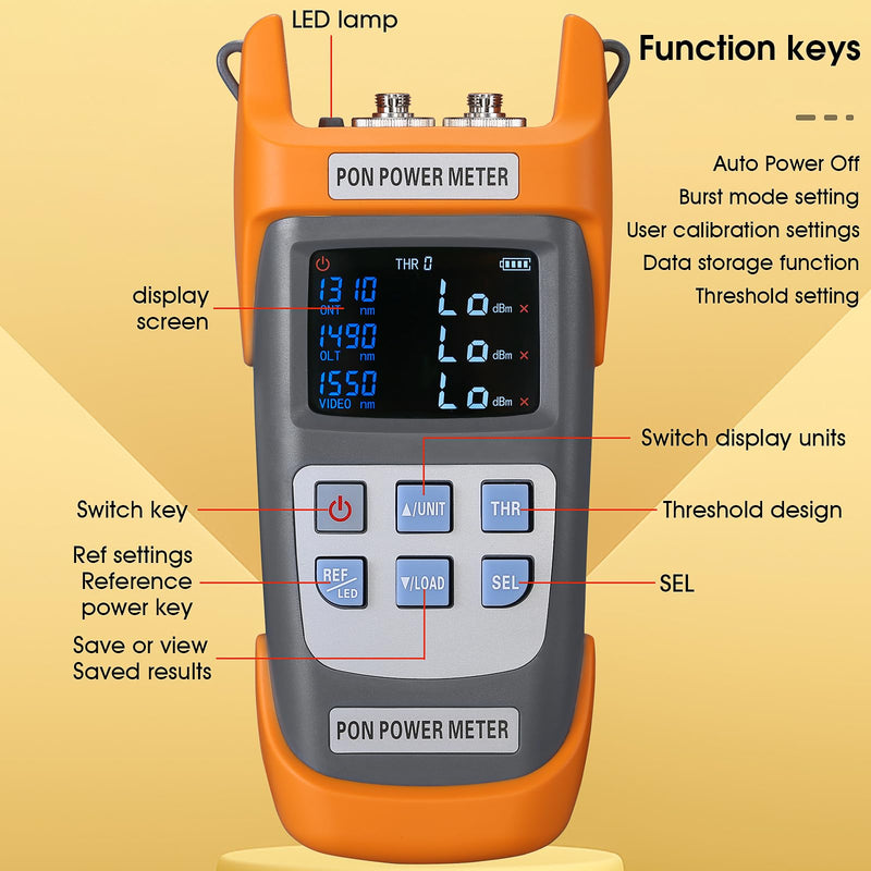 [Australia - AusPower] - A-330A SCAPC FCAPC adapters Fiber Optic PON Optical Power Meter 1310nm 1490nm 1550nm Handheld PON Optical Power Network Detection Online Cable Tester with LED Lighting A-330A 