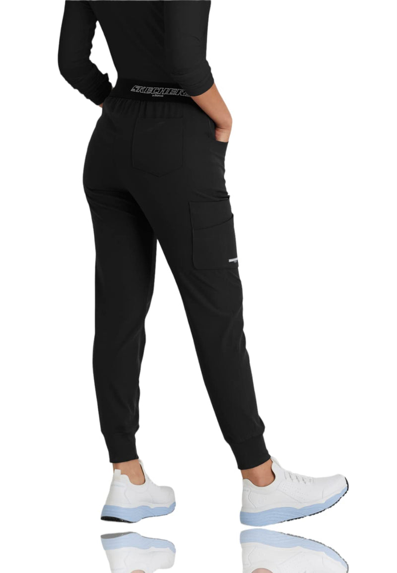 [Australia - AusPower] - BARCO Skechers Vitality Electra Scrub Jogger for Women - Yoga Style Jogger, Mid-Rise, 4-Way Stretch Women's Scrub Pant Medium Black 