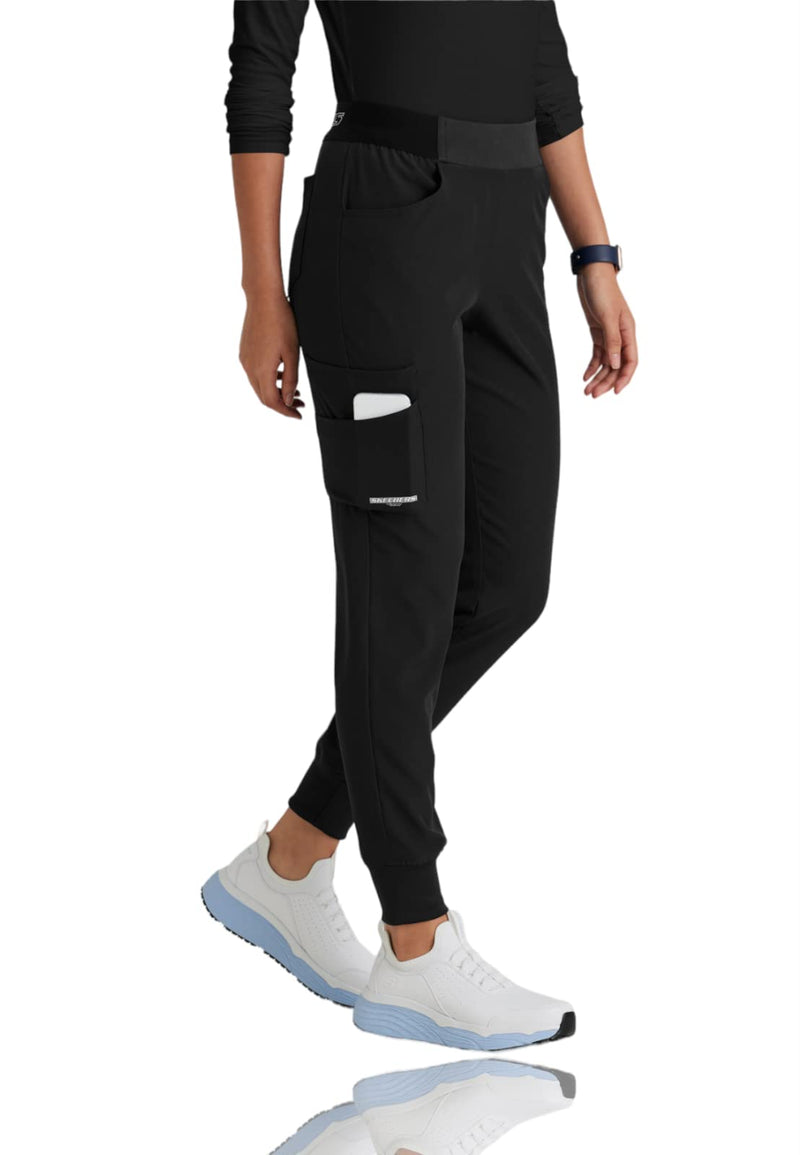 [Australia - AusPower] - BARCO Skechers Vitality Electra Scrub Jogger for Women - Yoga Style Jogger, Mid-Rise, 4-Way Stretch Women's Scrub Pant Medium Black 