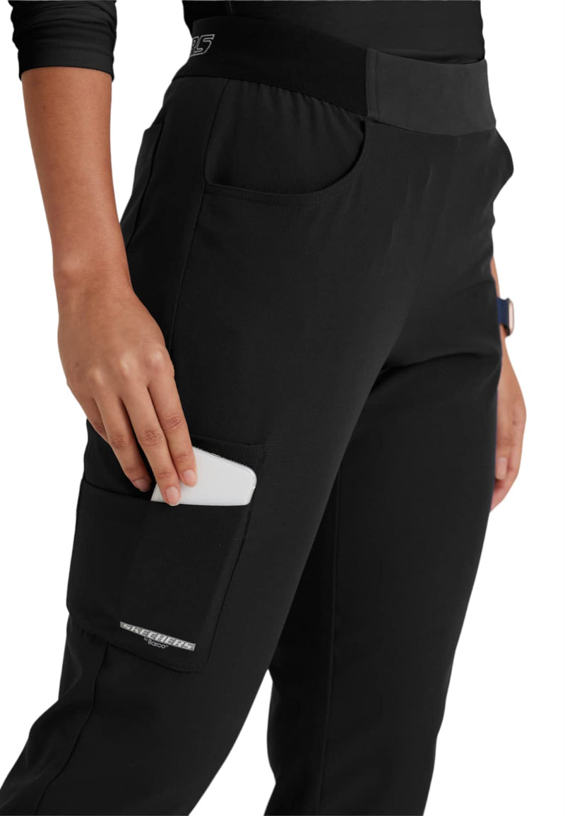 [Australia - AusPower] - BARCO Skechers Vitality Electra Scrub Jogger for Women - Yoga Style Jogger, Mid-Rise, 4-Way Stretch Women's Scrub Pant Medium Black 