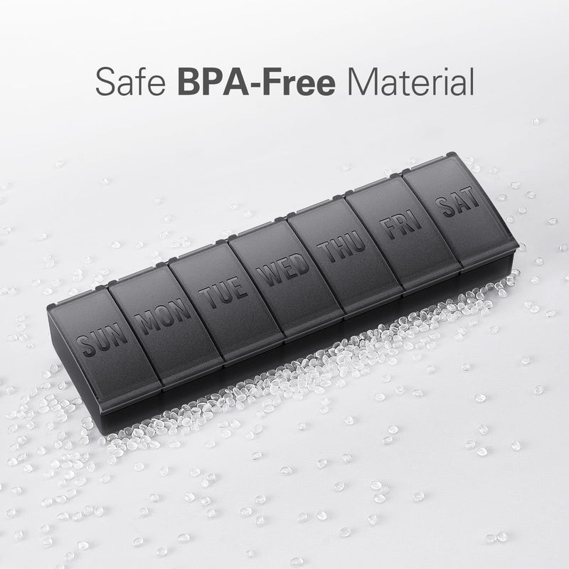 [Australia - AusPower] - Barhon Pill Organizer Large, Weekly Pill Organizer, Travel Pill Box Medicine Pill Organizer, 7 Day Pill Case for Big Vitamin Supplements Fish Oil Black 