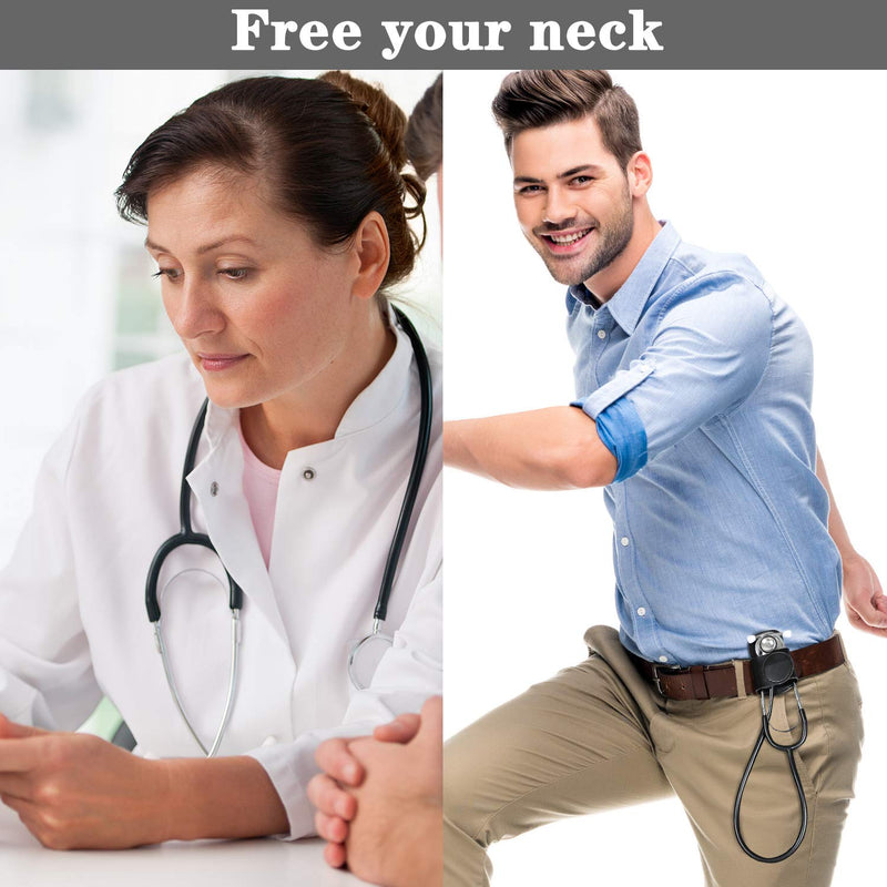 [Australia - AusPower] - Artificial Leather Stethoscope Holder Handmade Stethoscope Hip Holder with Clip to Protect from Neck Carrying or Loss(Black,2 Pieces) 