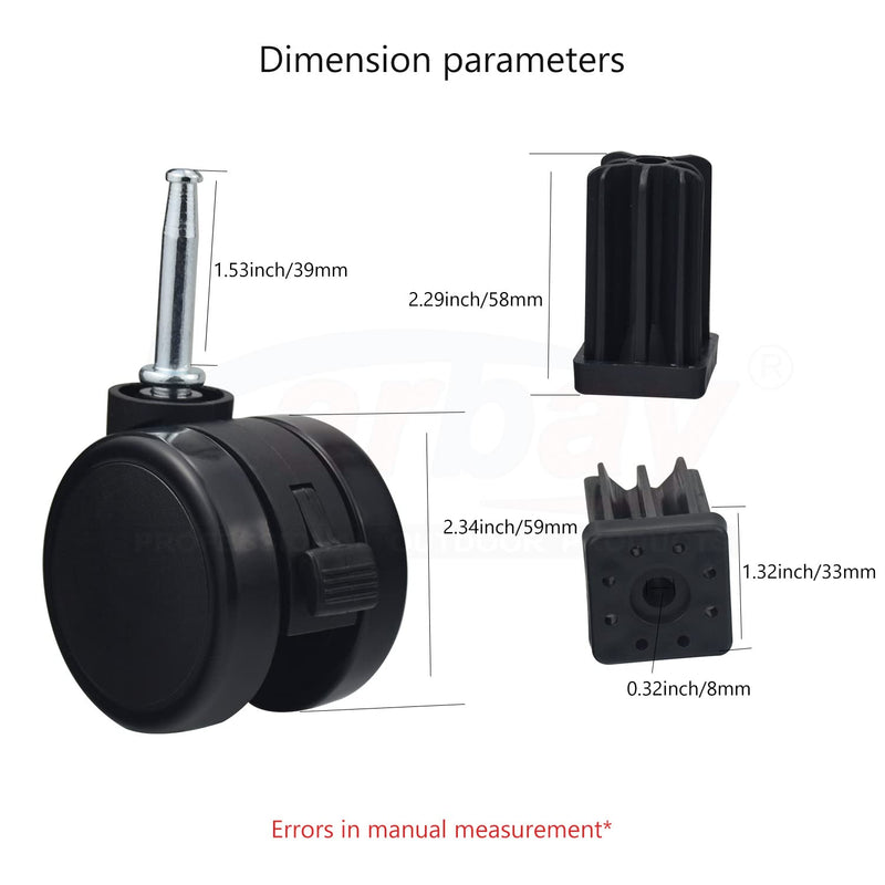 [Australia - AusPower] - Caster Wheel Gas Grills/Stem Style Locking Swivel Caster 6414 306414 for Weber, Genesis, Summit, Silver, Spirit Gas Grills, Includes Caster Insert (2 5/16" in Diameter) (2) 