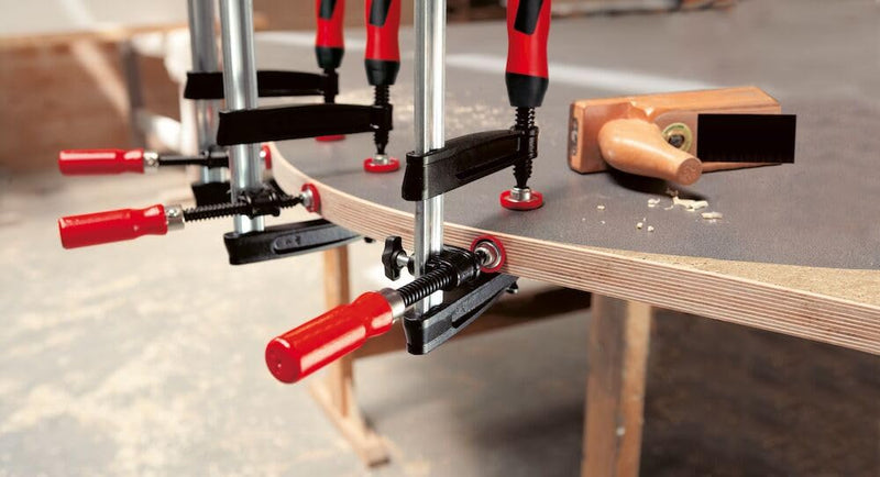 [Australia - AusPower] - Bessey KT5-1CP Edge clamp with wooden handle, Black/Red/Silver 
