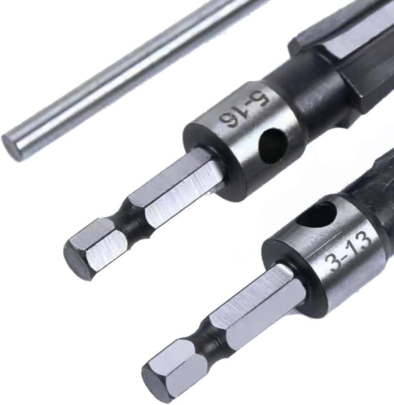 [Australia - AusPower] - Bestgel 2pcs Tapered Reamer, 6 Fluted Chamfer Reaming T Handle Taper Reamer Drilling Tool (3-13mm & 5-16mm) 