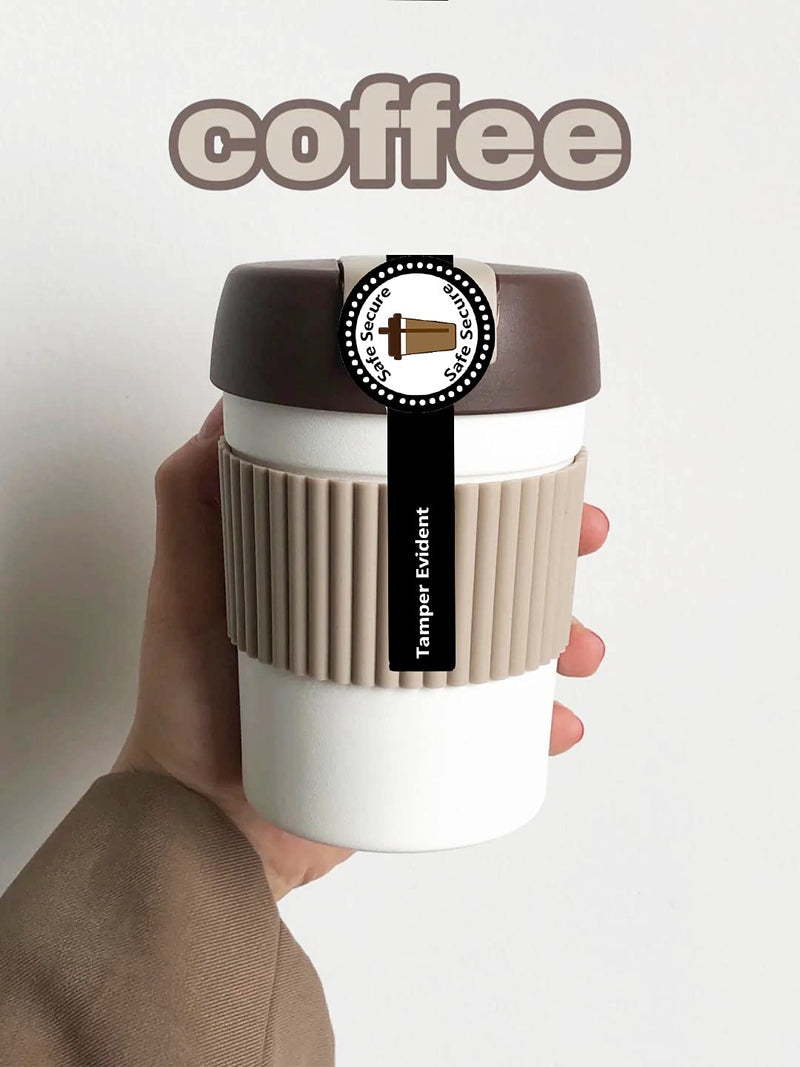 [Australia - AusPower] - Safe Secure Tamper Evident Seals,Drink-Safety Food Coffee Milk Tea Ice Cream Seal Labels with Middle Protection for Freshness,to Go Cup,9x1 Inch,500 Pcs 