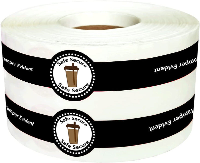 [Australia - AusPower] - Safe Secure Tamper Evident Seals,Drink-Safety Food Coffee Milk Tea Ice Cream Seal Labels with Middle Protection for Freshness,to Go Cup,9x1 Inch,500 Pcs 