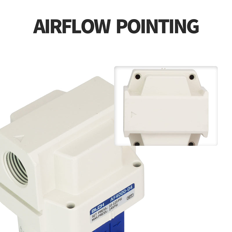 [Australia - AusPower] - 1/2" NPT Air Line Dryer - Air Dryer for Compressor,Compressed Air Dryer Air Drying System AF4000-04 Manual Drain Poly Bowl 0-160 PSI 5?m 