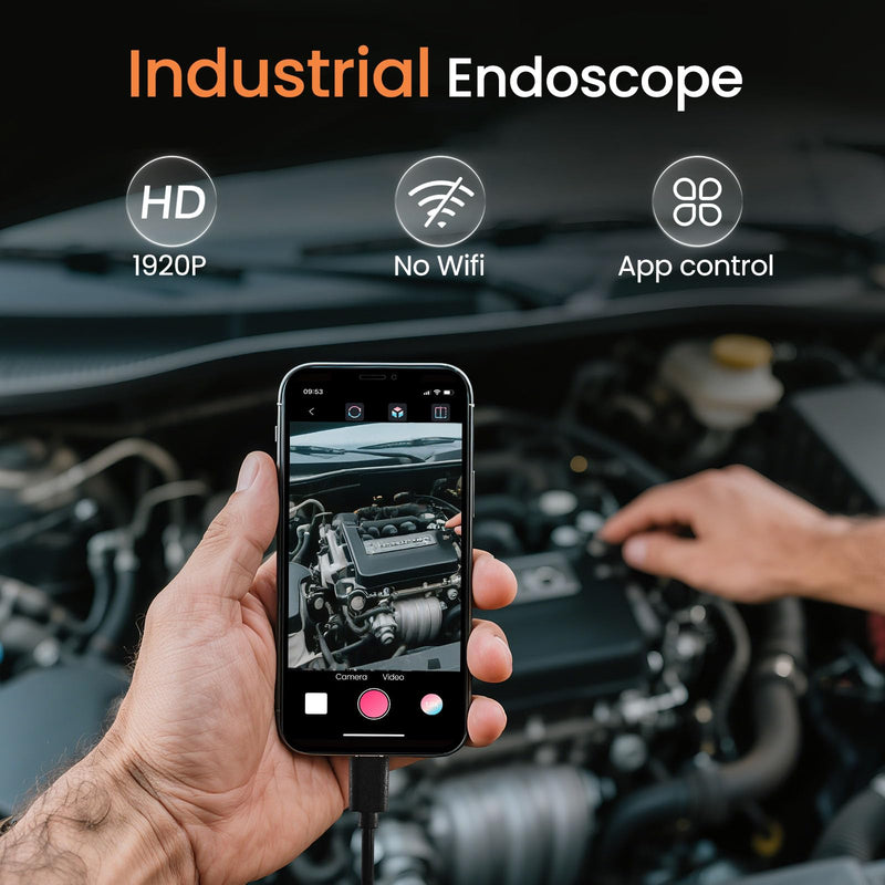 [Australia - AusPower] - Endoscope Camera with Light, HD Borescope with Dimmable LED Bulbs, 16.4ft Semi-Rigid Snake Camera for iOS & Android, IP67 Waterproof Boroscope Inspection Tools for Sewer, Cool Gadgets for Men 