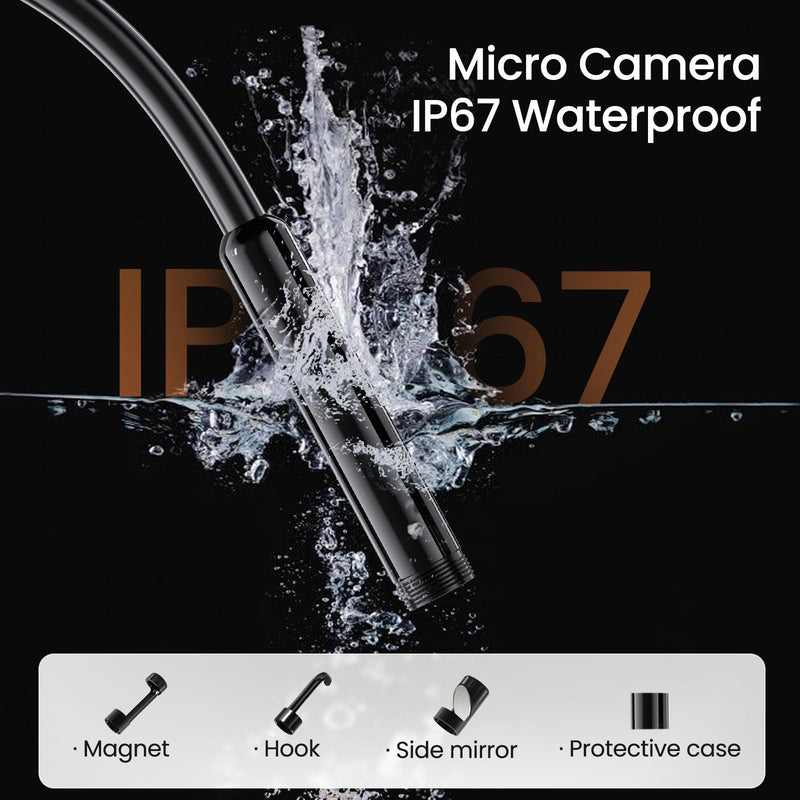 [Australia - AusPower] - Endoscope Camera with Light, HD Borescope with Dimmable LED Bulbs, 16.4ft Semi-Rigid Snake Camera for iOS & Android, IP67 Waterproof Boroscope Inspection Tools for Sewer, Cool Gadgets for Men 
