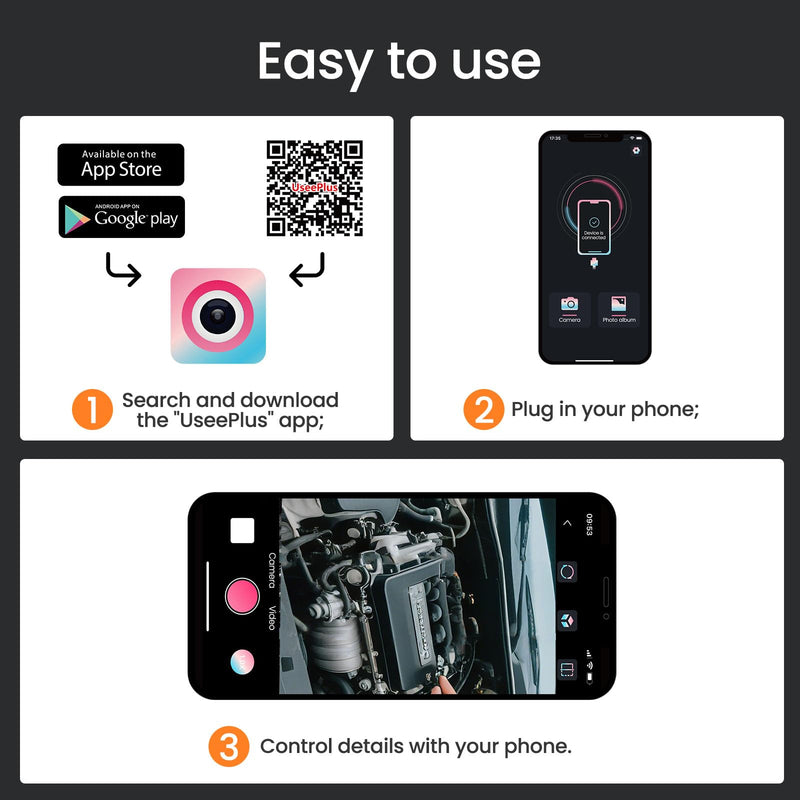 [Australia - AusPower] - Endoscope Camera with Light, HD Borescope with Dimmable LED Bulbs, 16.4ft Semi-Rigid Snake Camera for iOS & Android, IP67 Waterproof Boroscope Inspection Tools for Sewer, Cool Gadgets for Men 