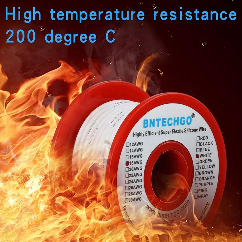 [Australia - AusPower] - BNTECHGO 18 Gauge Silicone wire spool 50 ft White Flexible 18 AWG Stranded Tinned Copper Wire Single Conductor Wire silicone wire 50ft 18 gauge silicone wire white 