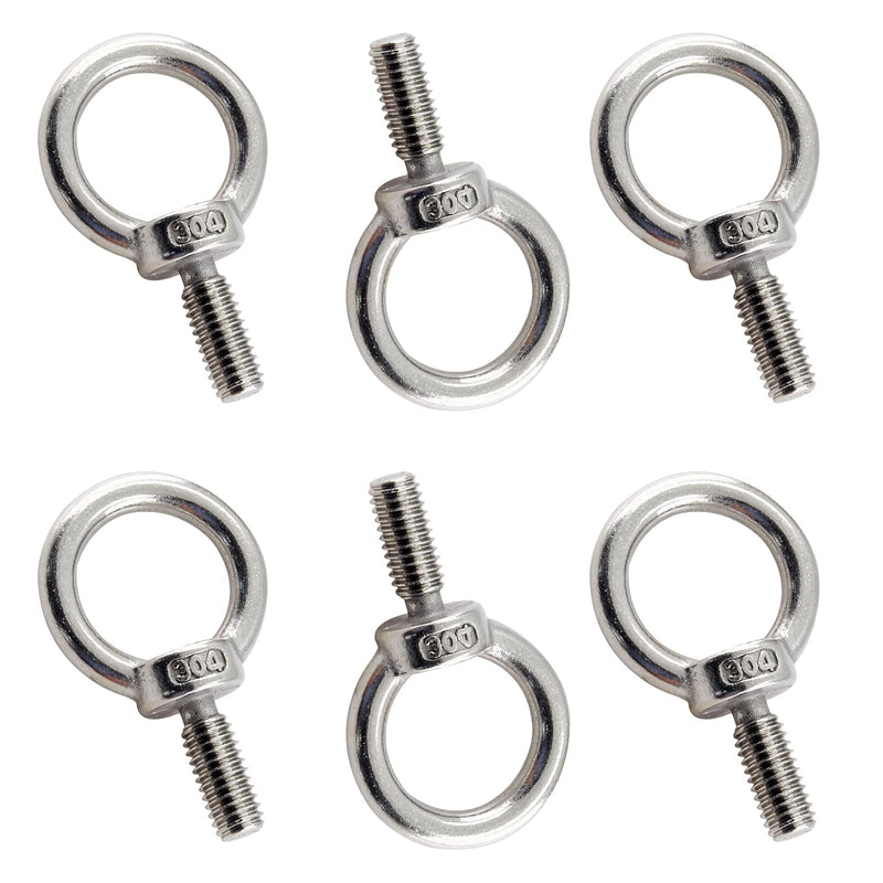 [Australia - AusPower] - 12Pcs M6 Lifting Eye Bolts, 304 Stainless Steel Male Thread Machinery Shoulder Ring Eye Bolt Heavy Duty M6(12Pcs) 