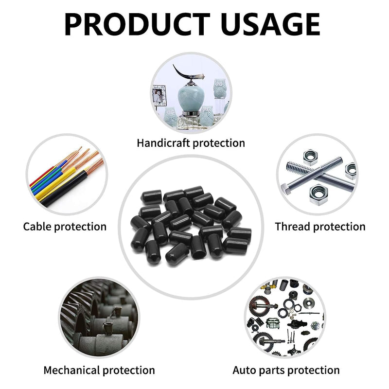 [Australia - AusPower] - 24 Pcs Round Rubber End Caps, 4/5" (20mm) ID Vinyl Flexible Screw Thread Protectors, Black Bolt End Caps for Metal Tubing Rod Bolt 20mm 24 