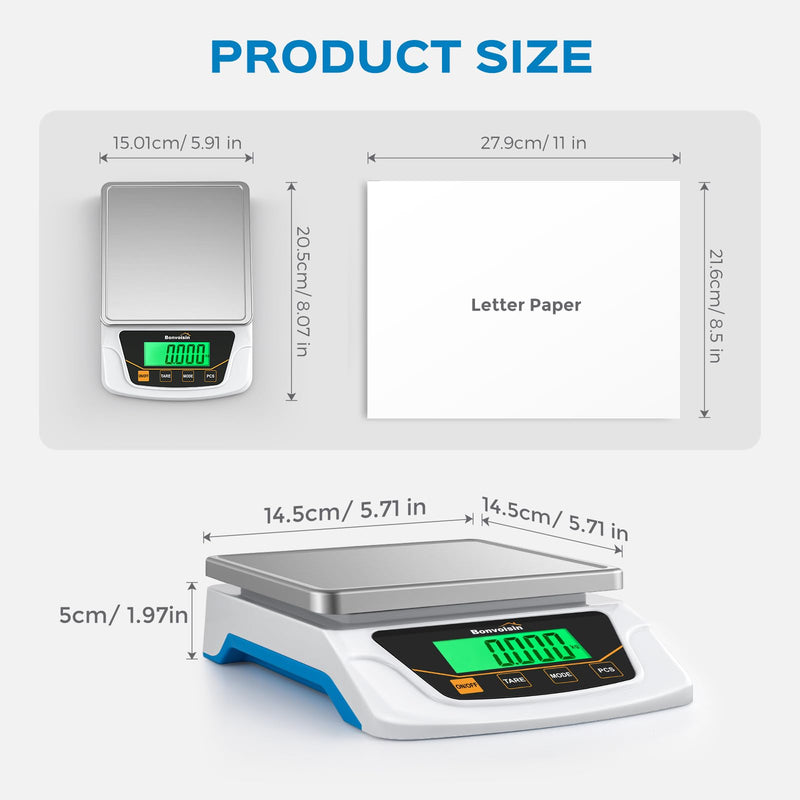 [Australia - AusPower] - Bonvoisin Digital Scale 0.1 Gram Accuracy Precision Lab Scale 6000g Scientific Digital Balance for Laboratory, Jewelry Weighing 