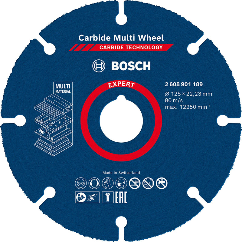 [Australia - AusPower] - Bosch Professional Expert Carbide Multi Wheel cutting discs (for Hardwood, Diameter 125 mm, Accessories Small Angle Grinder) 1 pcs Ø 125 mm M14 .NEW Version 1 piece 