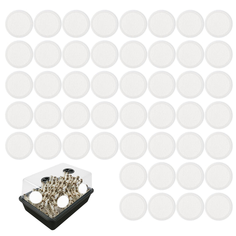[Australia - AusPower] - 48pcs 2.5" Monotub Adhesive Filter Disks, 0.08in Thick Mushroom Filter Pads Breathable High Temperature Resistant Filtration Patches Replacement Ideal Mushroom Growing Supplies 