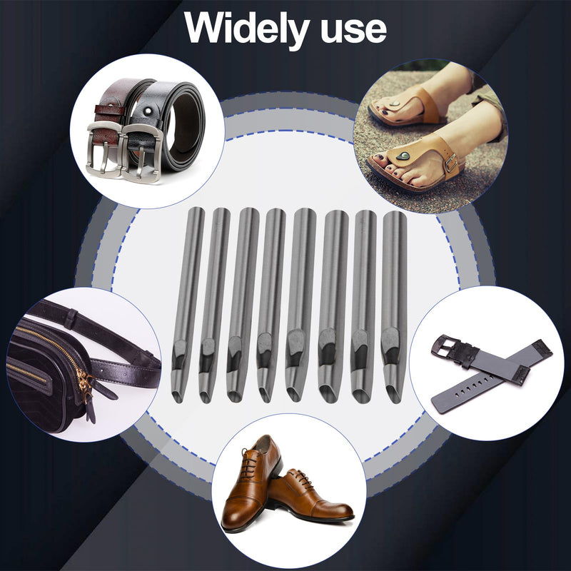 [Australia - AusPower] - 8 Size Oval Hole Punch for Leather 2mm-5mm, Boyistar Leather Craft Punch Tools Set Hollow Punching Oval Belt Hole Cutter Tool for Watch Band, Belt, Leather Crafting with Storage Box 